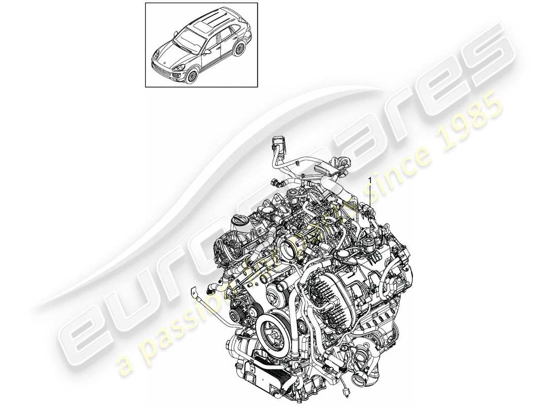 porsche 2012 (cayenne e2 92a) motor de repuesto diagrama de piezas