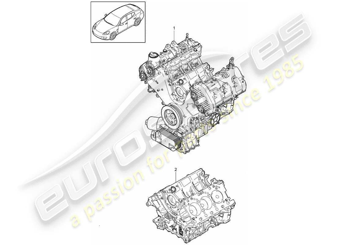 porsche 2011 (panamera 970) diagrama de piezas de bloque largo