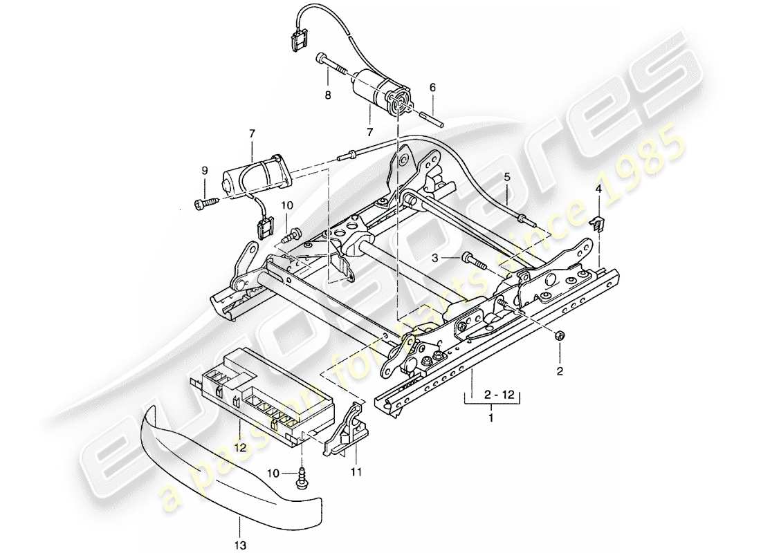 porsche 2002 (986 boxster) estructura del asiento - asiento confort diagrama de piezas