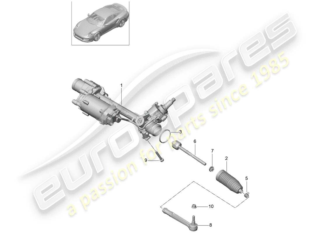 porsche 2014 (991-1 turbo) aparato de gobierno diagrama de piezas