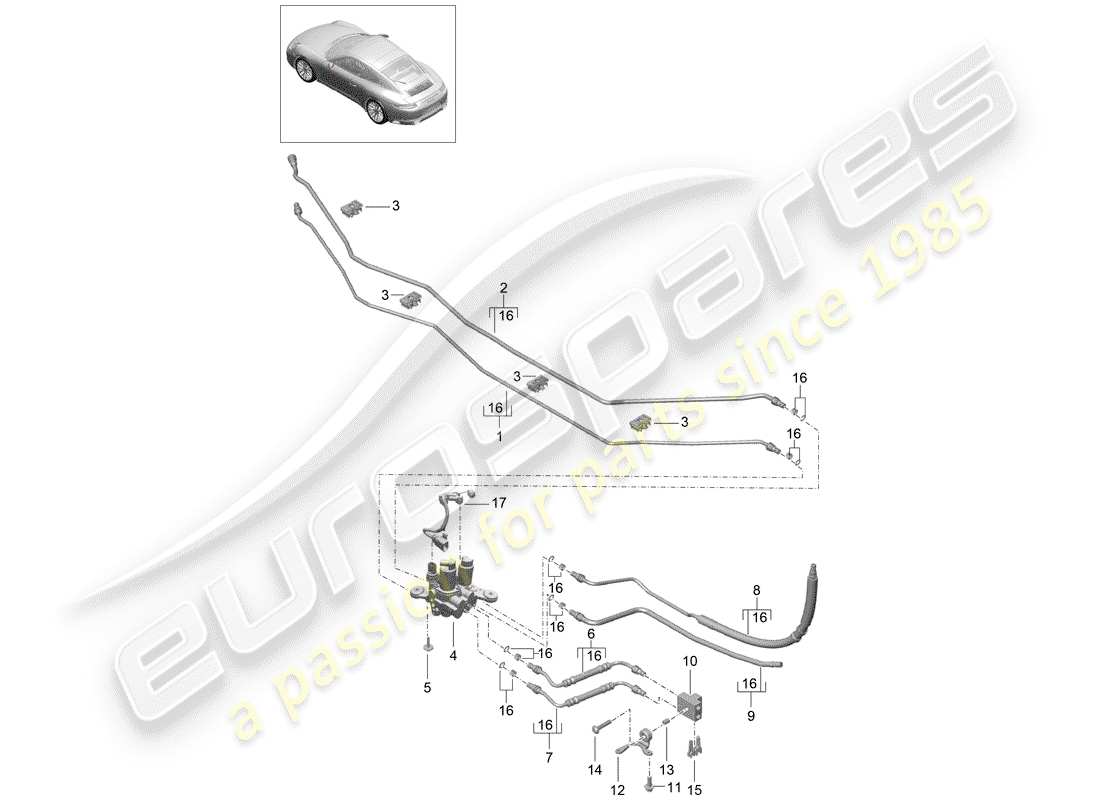 porsche 2020 (991-2) línea hidráulica diagrama de piezas