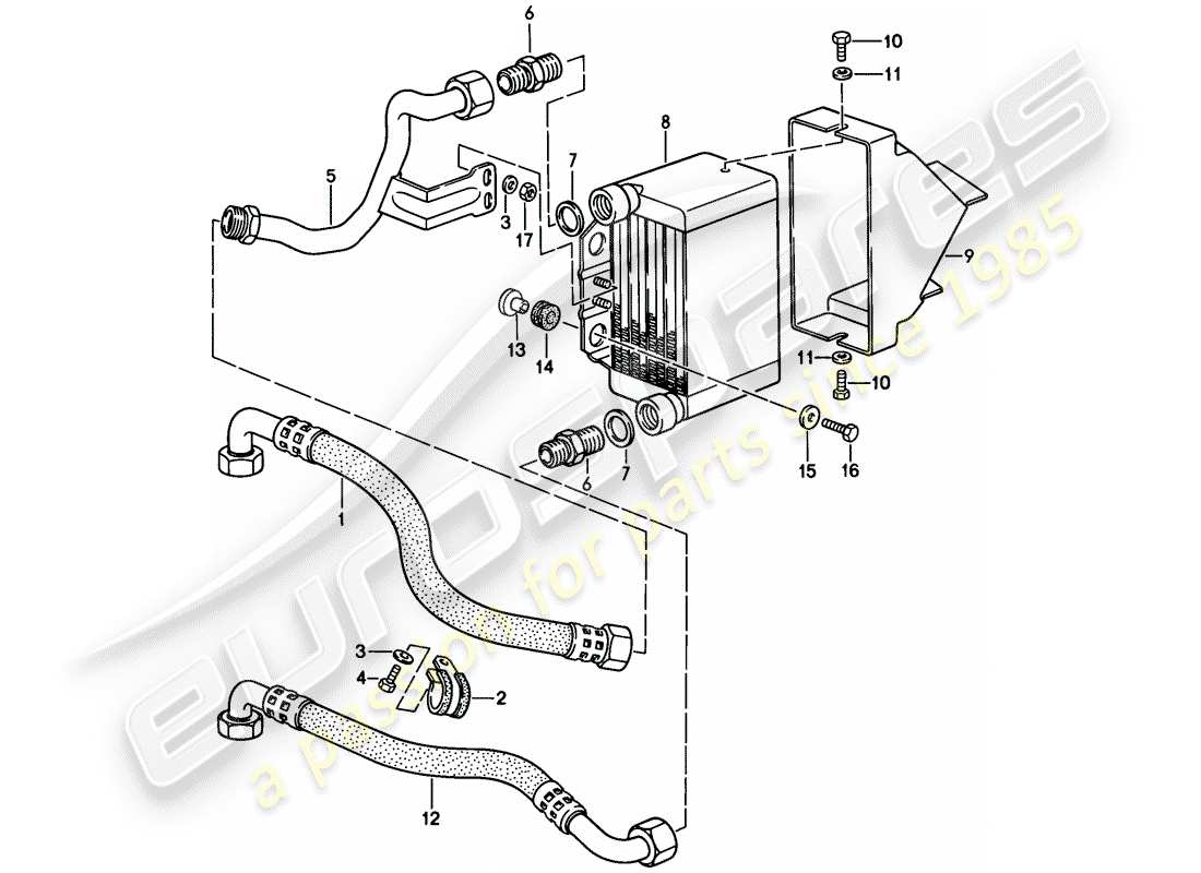 porsche 1986 (944) diagrama de piezas de enfriamiento de aceite