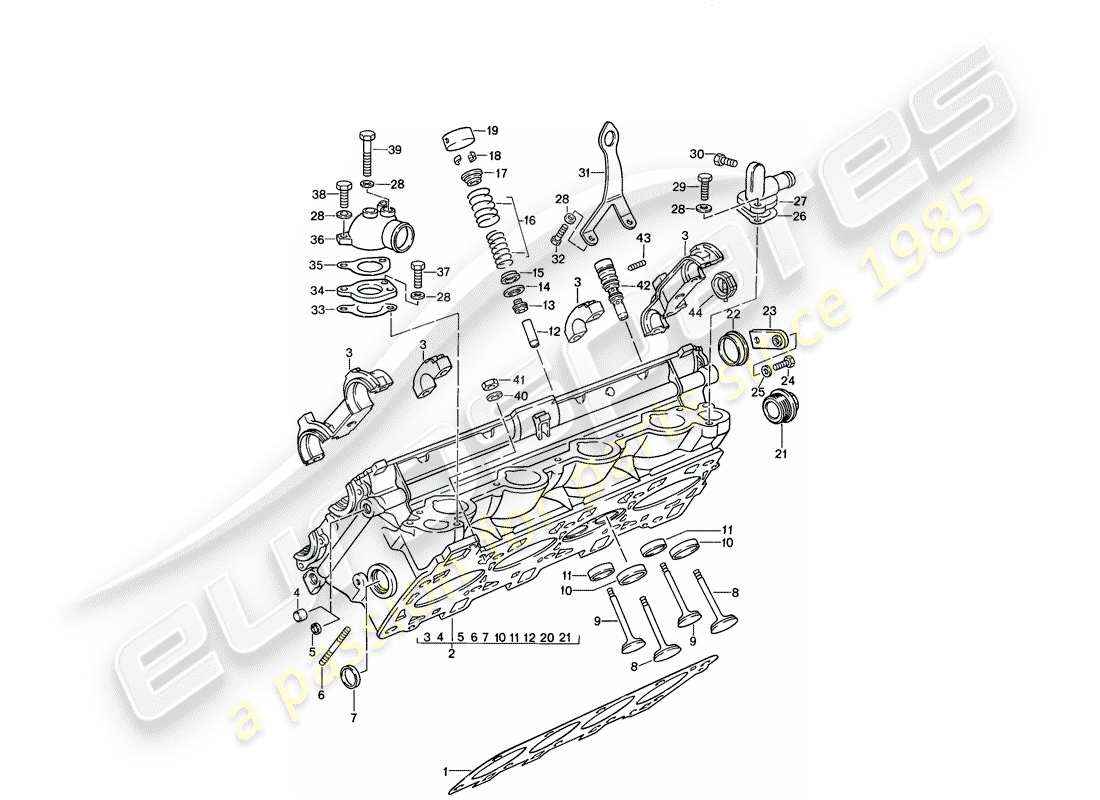 porsche 1986 (944) culata - válvulas diagrama de piezas