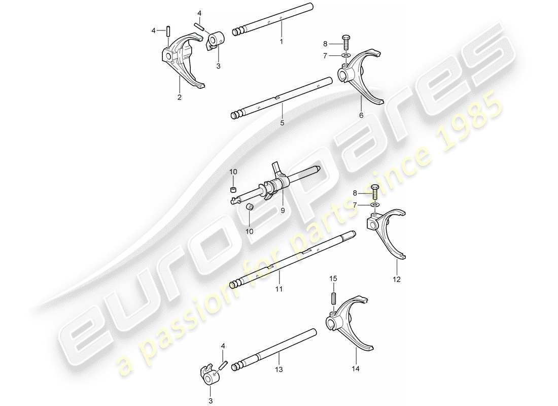 porsche 2011 (997-2 gt3) eje selector diagrama de piezas