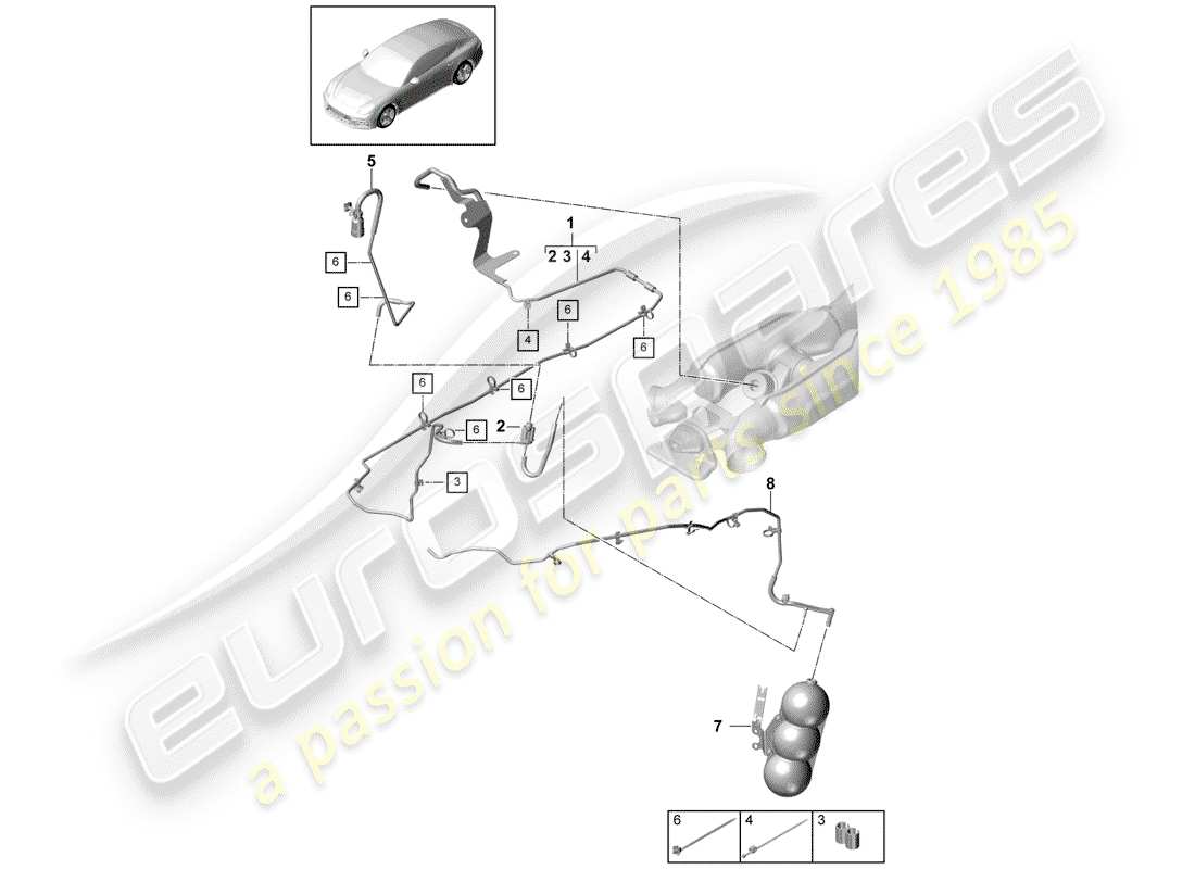 porsche 2019 (panamera 971-1) sistema de vacío diagrama de piezas