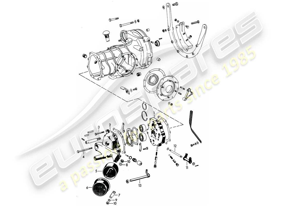 porsche 1961 (356b/356c) tapa de transmisión - placa intermedia diagrama de piezas