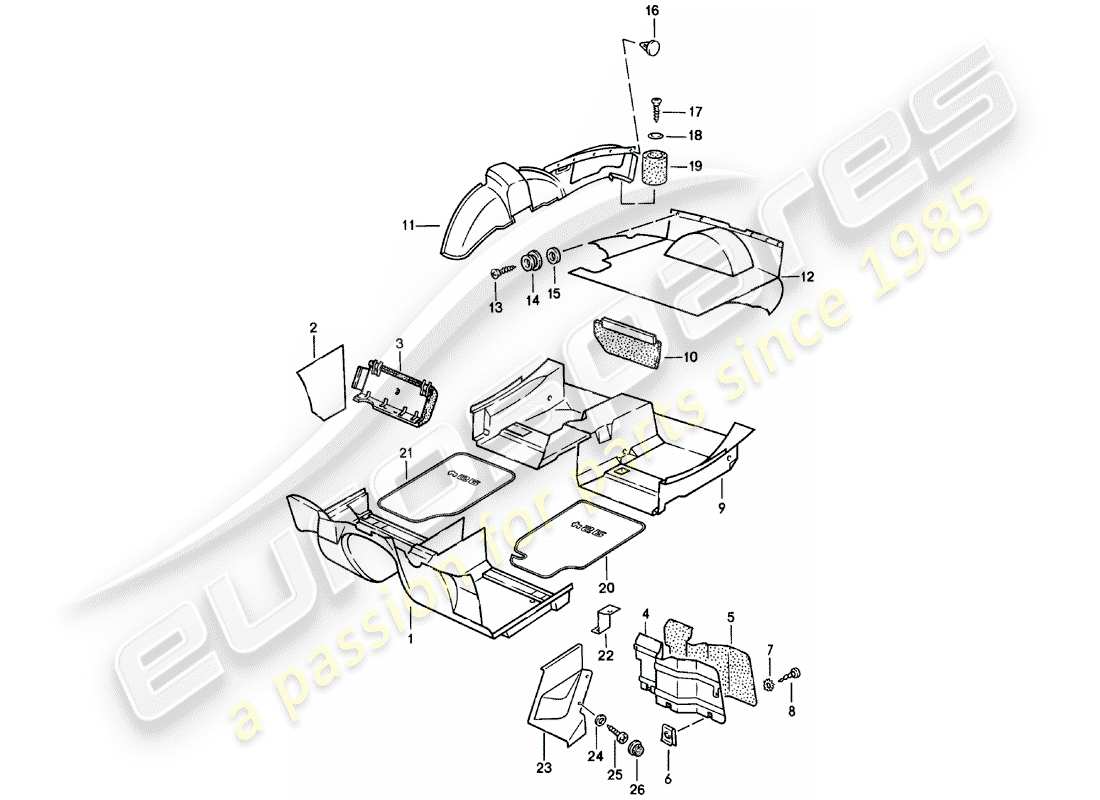 porsche 1982 (924) adornos diagrama de piezas