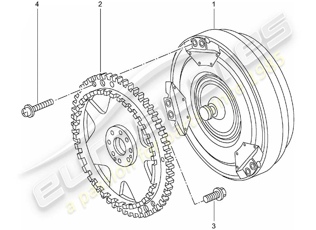 porsche 2000 (996) tiptronic - convertidor de par - disco motriz - d - mj 2002>> diagrama de partes