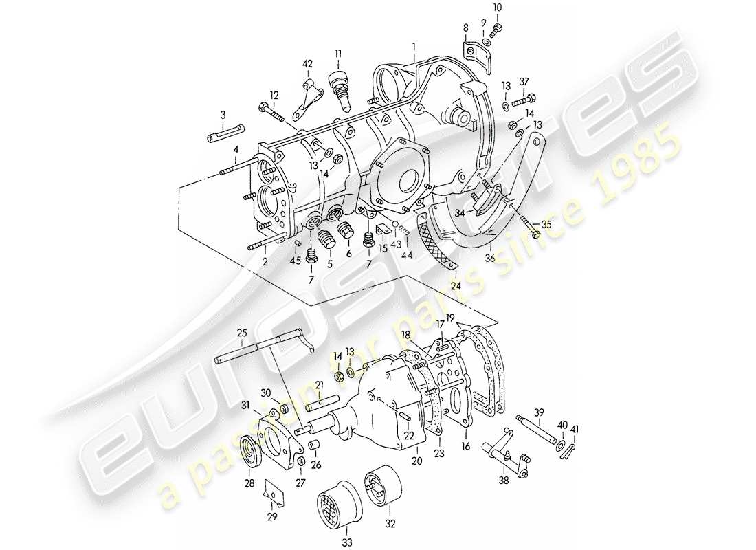 porsche 1954 (356/356a) caja de transmisión - con: - suspensión de transmisión diagrama de piezas