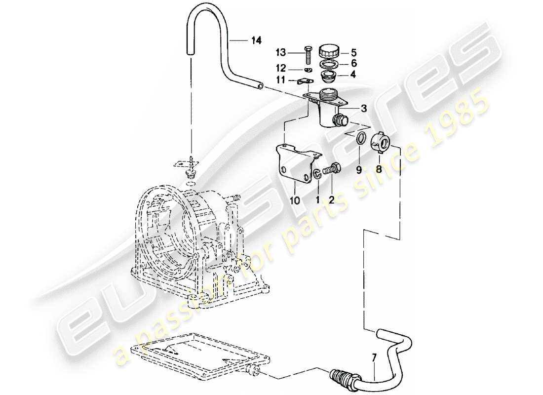 porsche 1981 (924) entrada de aceite - transmisión automática diagrama de piezas