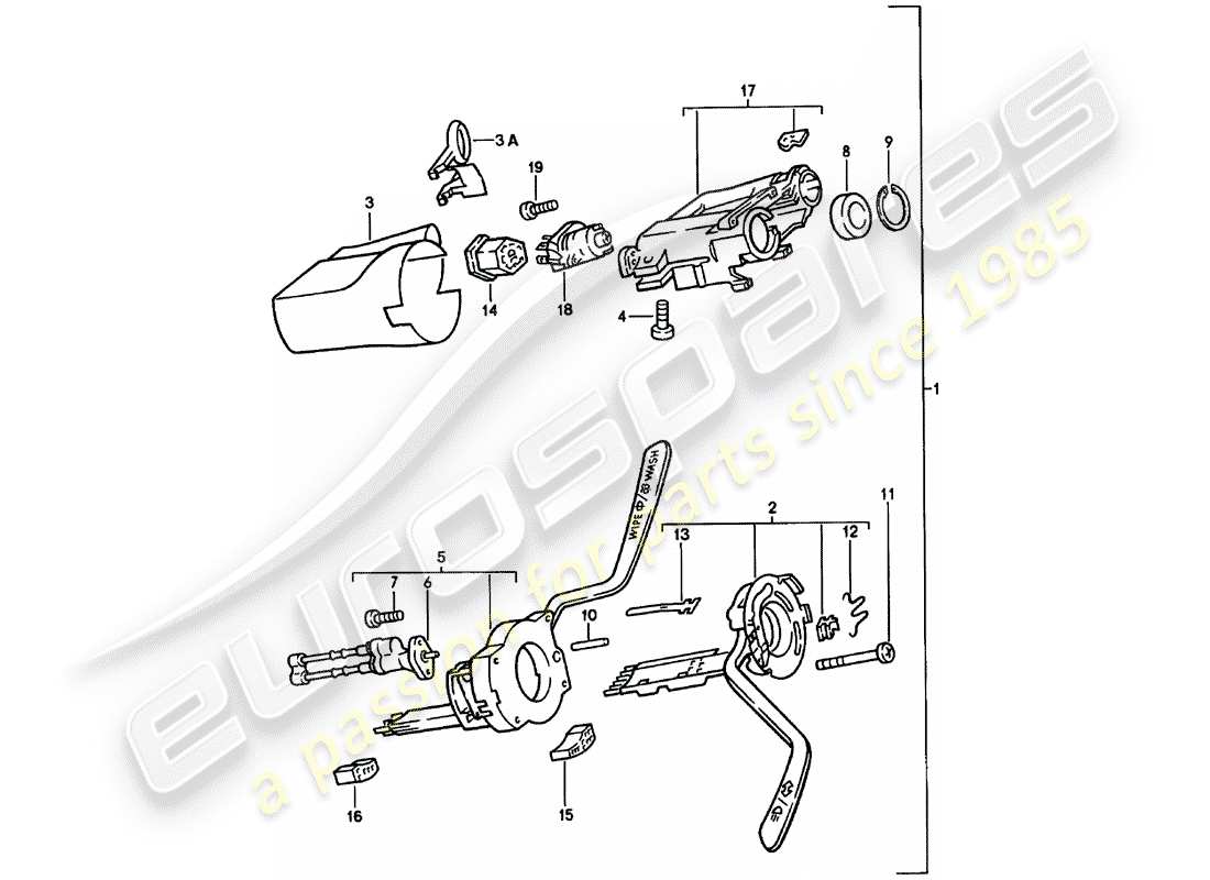 porsche 1981 (924) interruptor de la columna de dirección - bloqueo de la dirección - d >> - mj 1980 diagrama de piezas