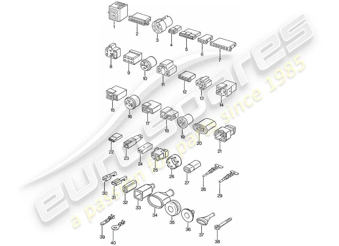 porsche 1979 (924) diagrama de piezas del conector de empuje