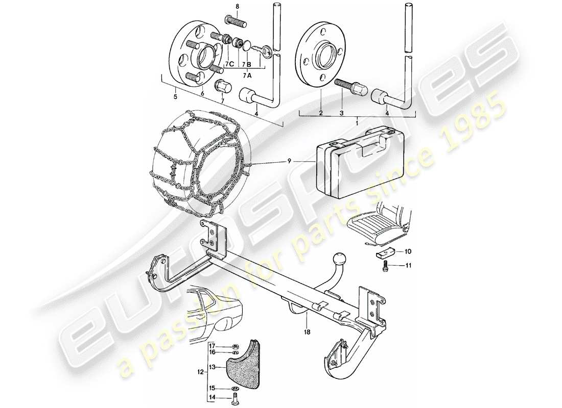 porsche 1982 (924) accesorios diagrama de piezas