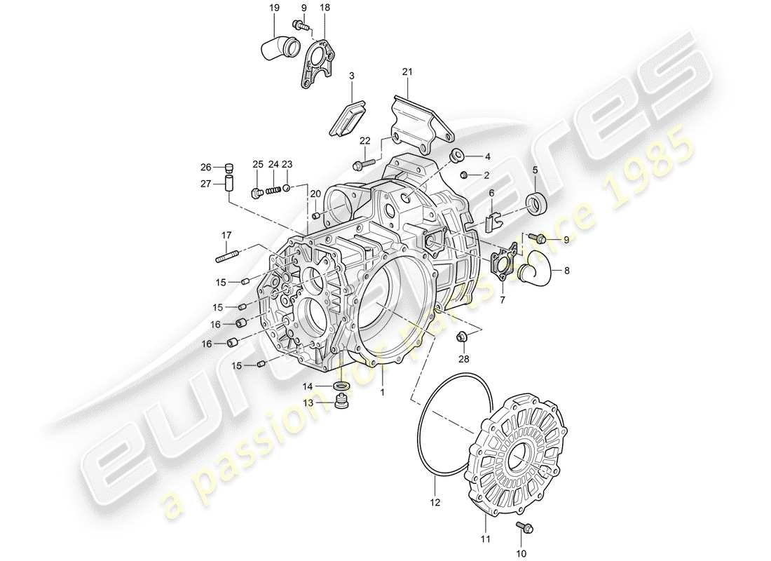 porsche 2007 (997-1 gt3) caja de transmisión diagrama de piezas