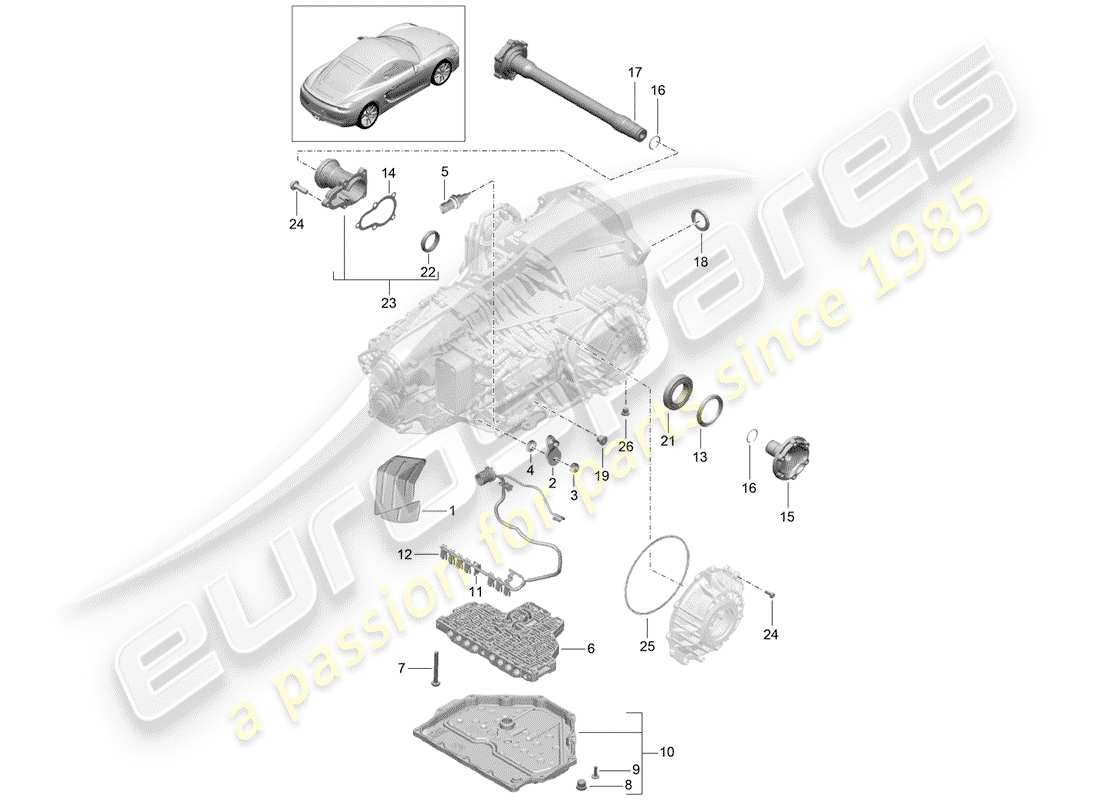 porsche 2016 (981 cayman) - pdk - diagrama de piezas