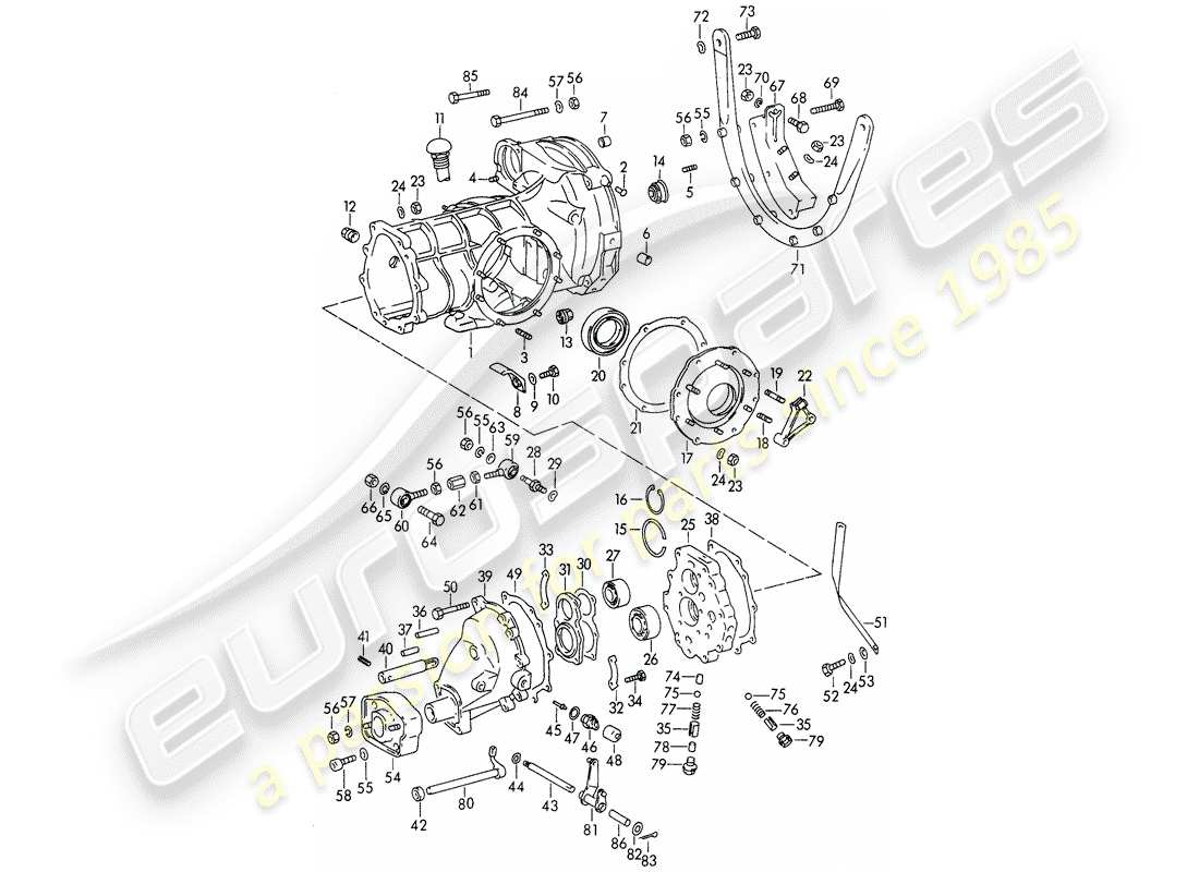 porsche 1964 (356b/356c) caja de transmisión - con: - suspensión de transmisión diagrama de piezas