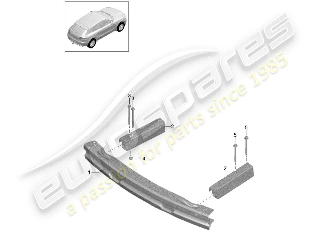 porsche 2015 (macan) diagrama de piezas del soporte de parachoques