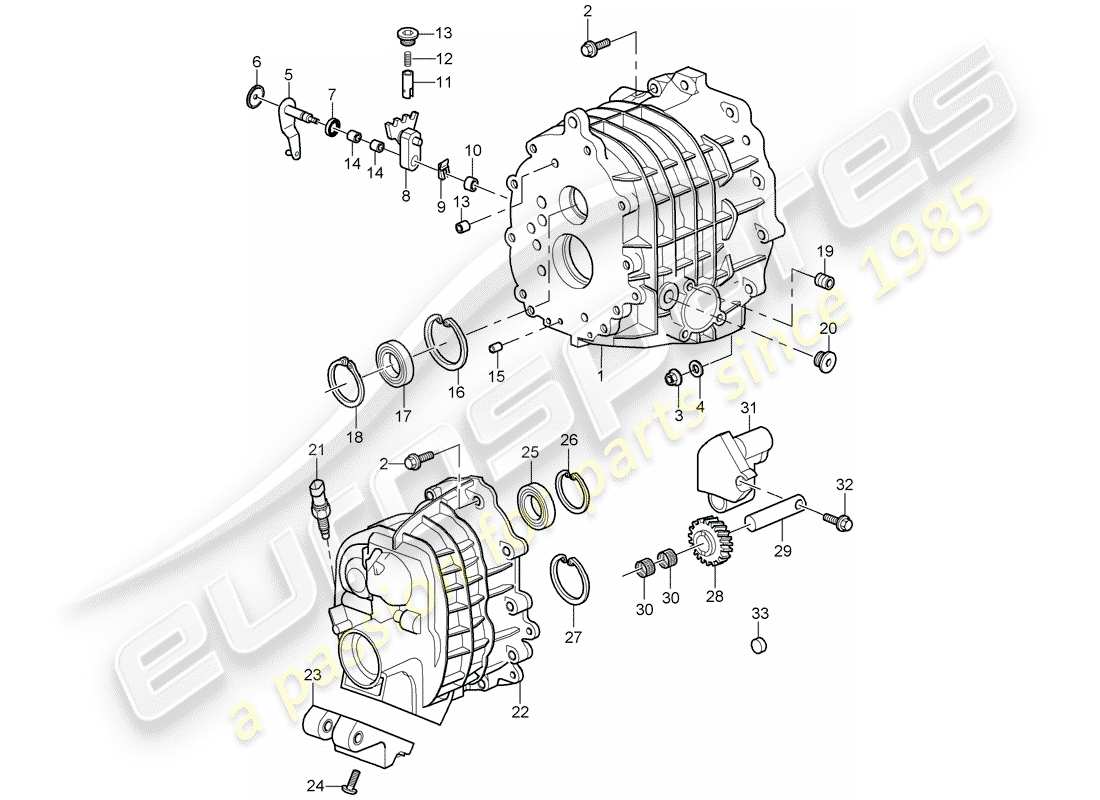 porsche 2007 (997-1 gt3) diagrama de piezas de la caja de engranajes
