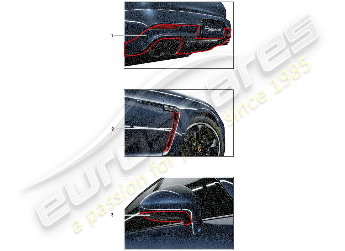 porsche 2011 (tequipment panamera) diagrama de partes del cuerpo