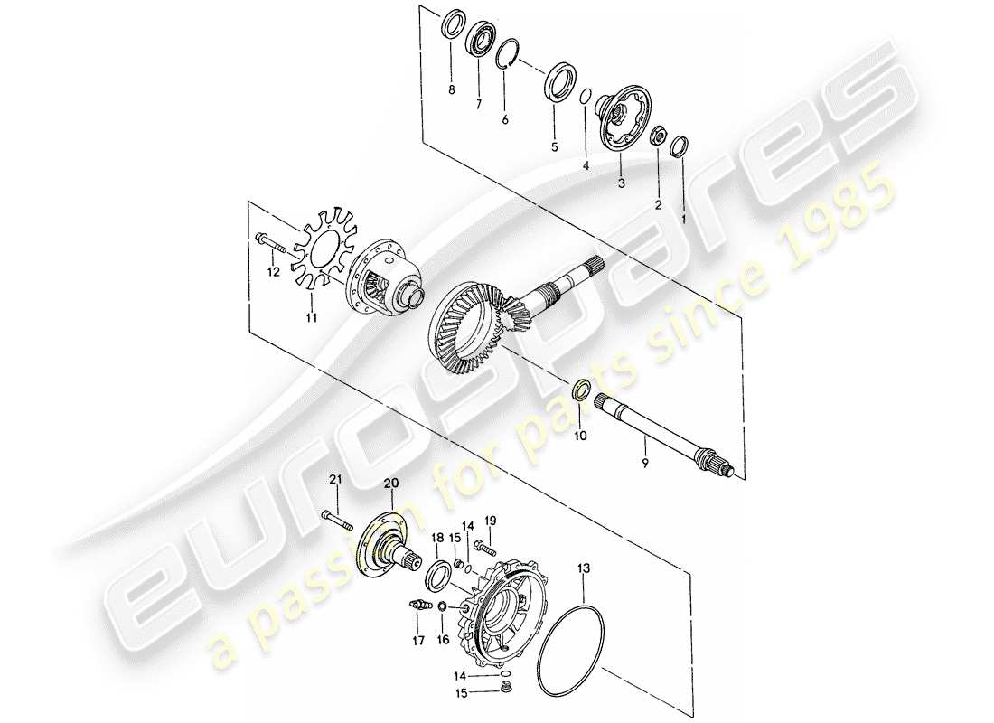 porsche 1995 (968) tiptronic - diferencial - carcasa diagrama de piezas