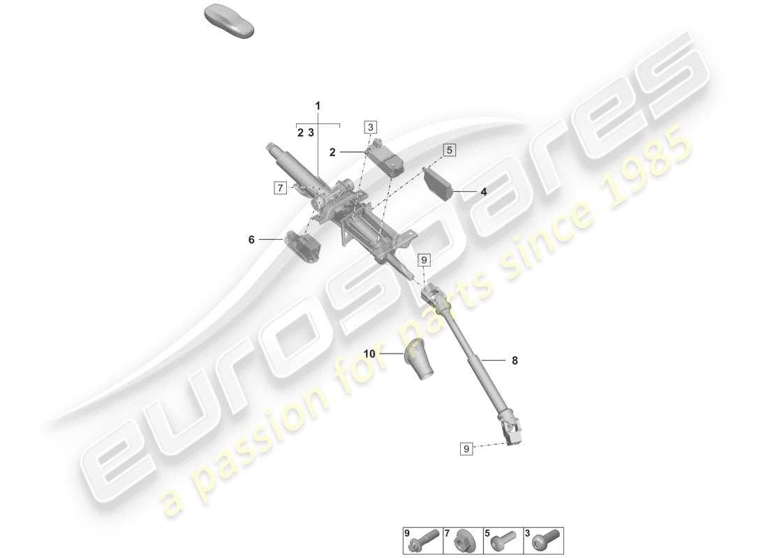 porsche 2020 (992-1) diagrama de piezas de la columna de dirección