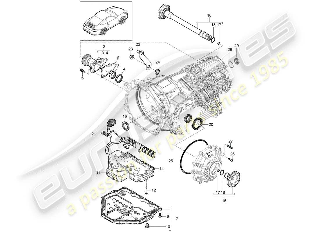 porsche 2009 (997-2) - pdk - diagrama de piezas