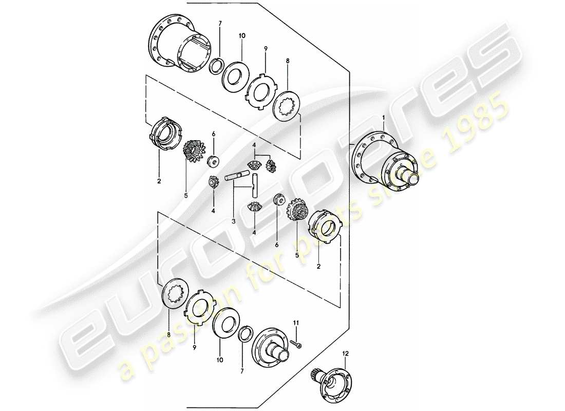 porsche 1981 (924) diferencial de deslizamiento limitado - caja de cambios manual - vq vr uv md - me mf mb mx - 4q 5q 6q - d - mj 1981>> esquema de piezas