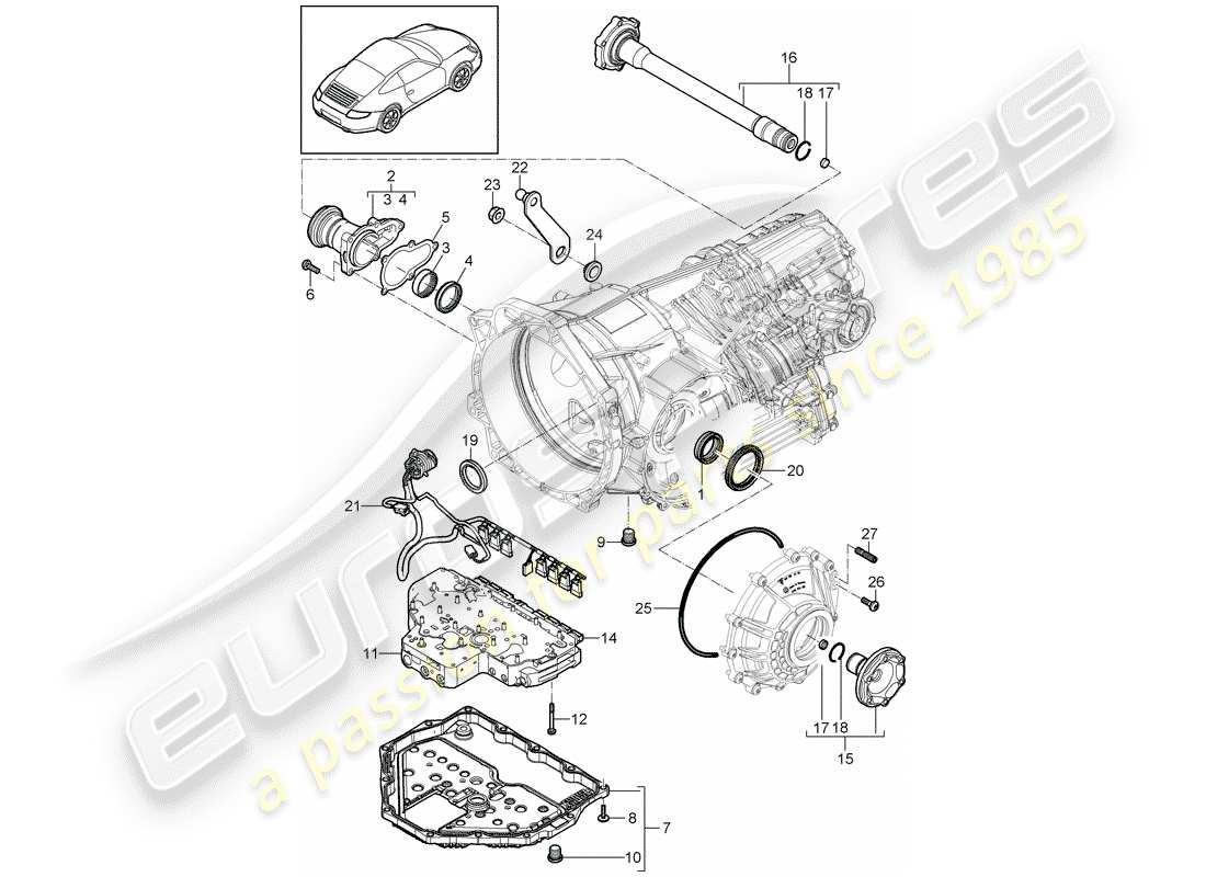 porsche 2012 (997-2) - pdk - diagrama de piezas