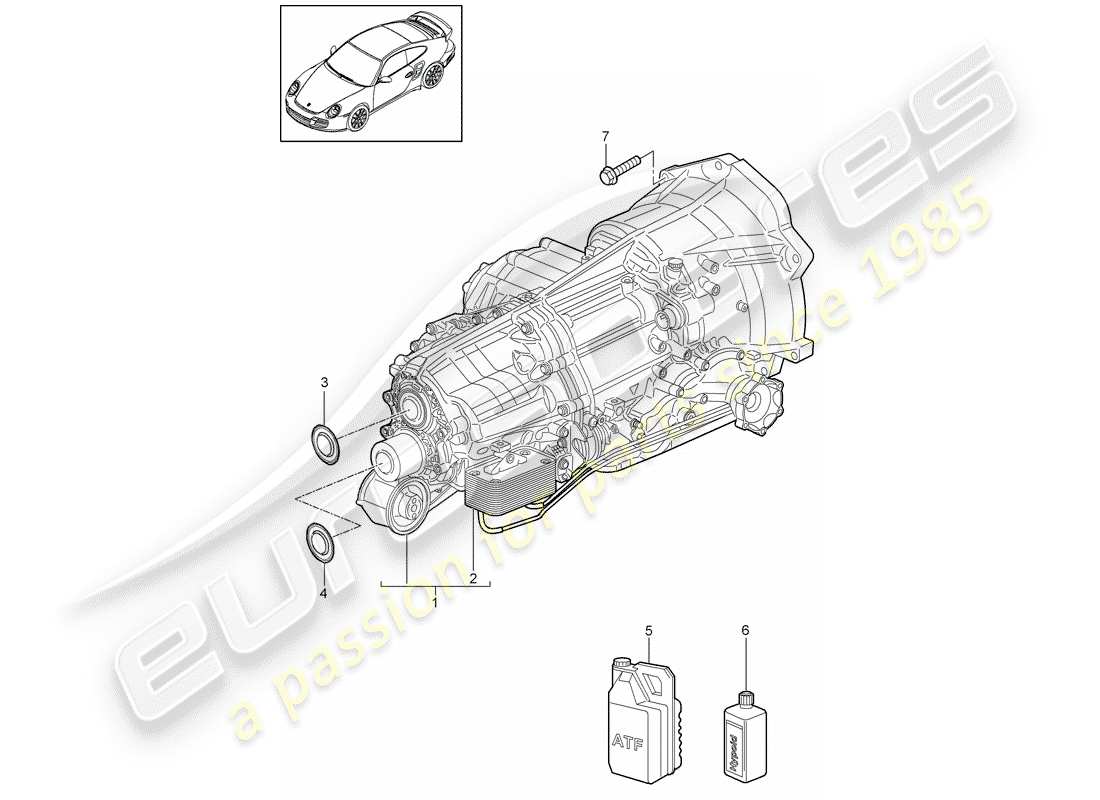 porsche 2013 (997-2 turbo / gt2 rs) - pdk - diagrama de piezas