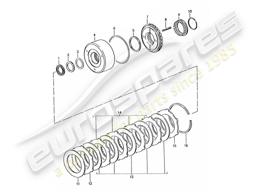 porsche 1992 (928) transmisión automática - embrague - k 1 diagrama de piezas