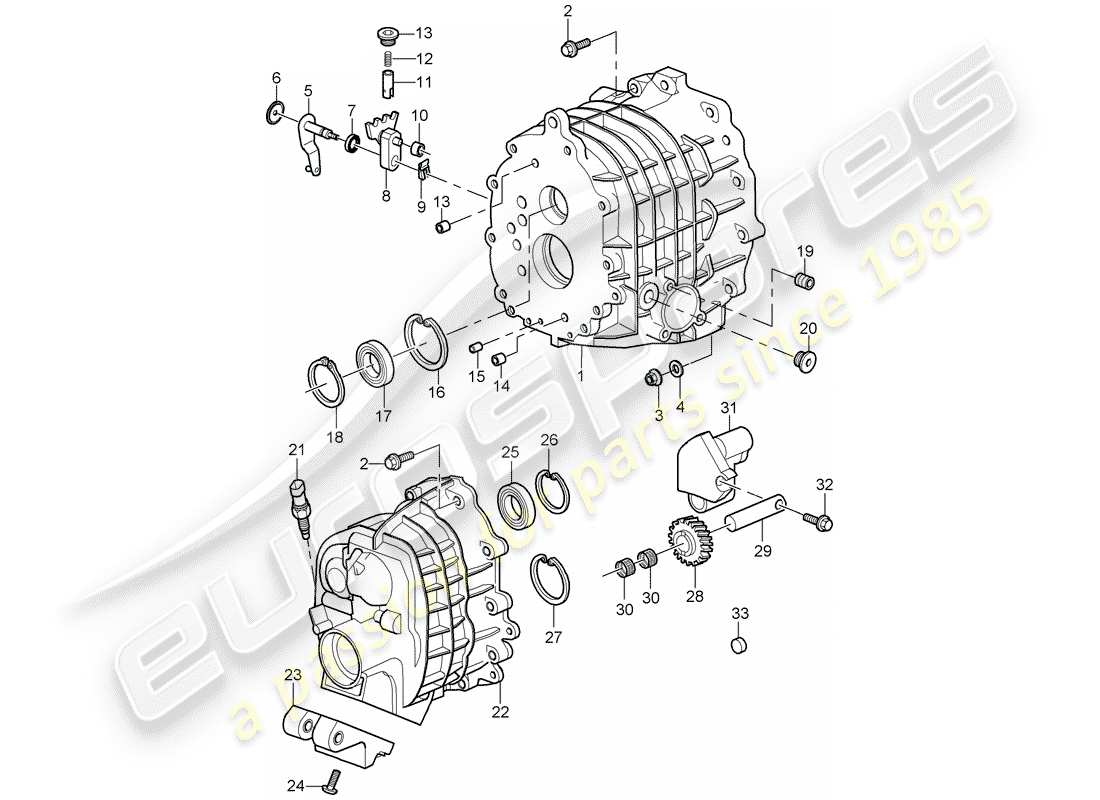porsche 2007 (997-1 gt3) diagrama de piezas de la caja de engranajes