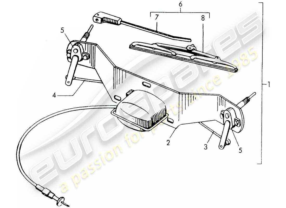 porsche 1957 (356/356a) sistema de limpiaparabrisas diagrama de piezas