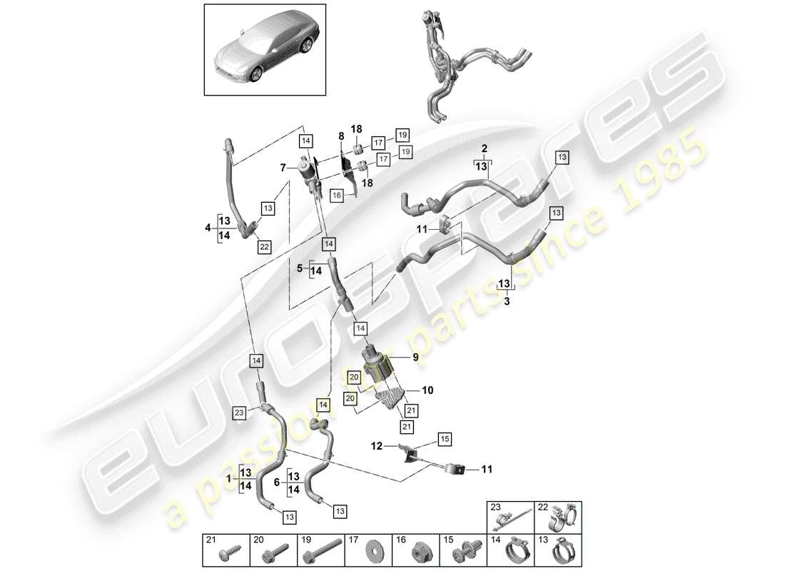 porsche 2017 (panamera 971-1) diagrama de piezas del calentador