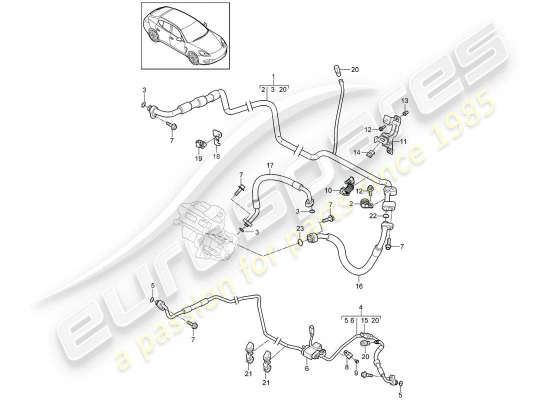 porsche 2014 (panamera 970) diagrama de piezas híbrido
