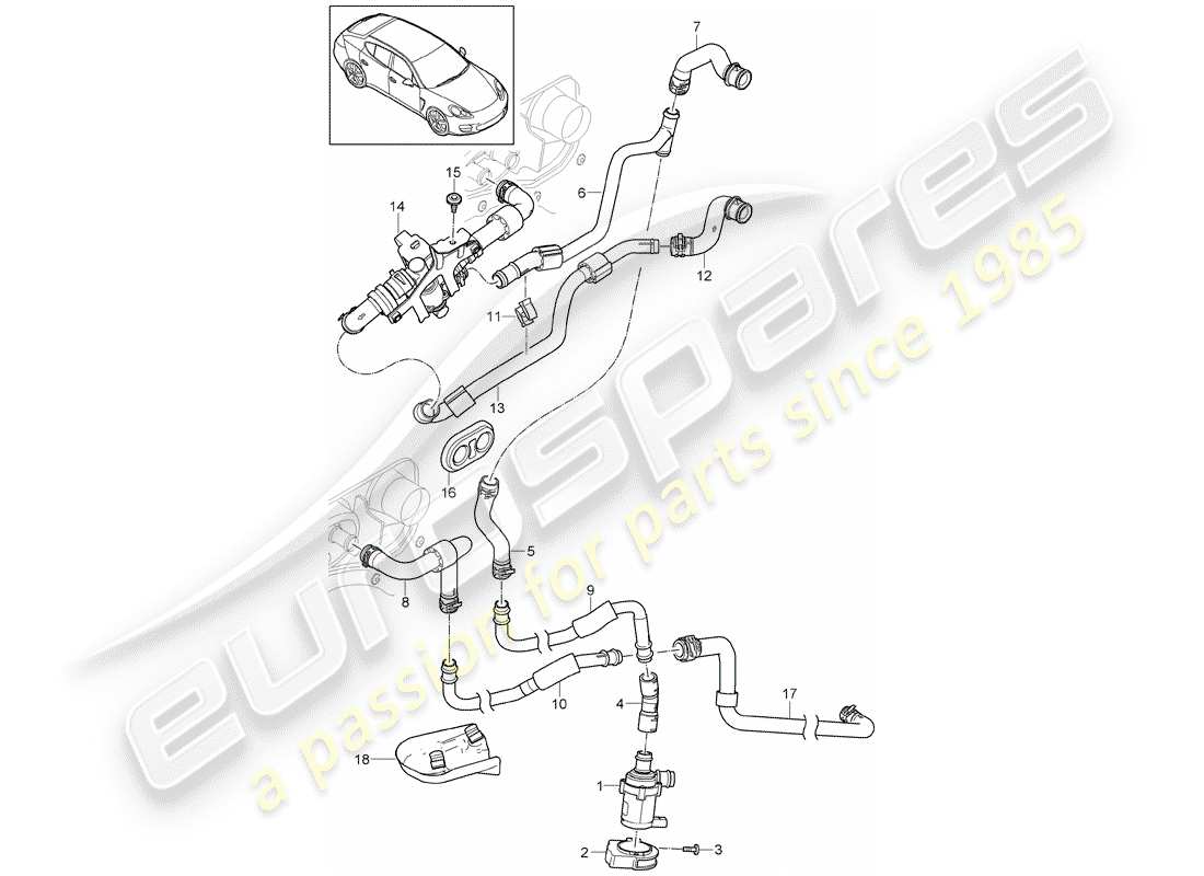 porsche 2014 (panamera 970) linea de aire caliente diagrama de piezas
