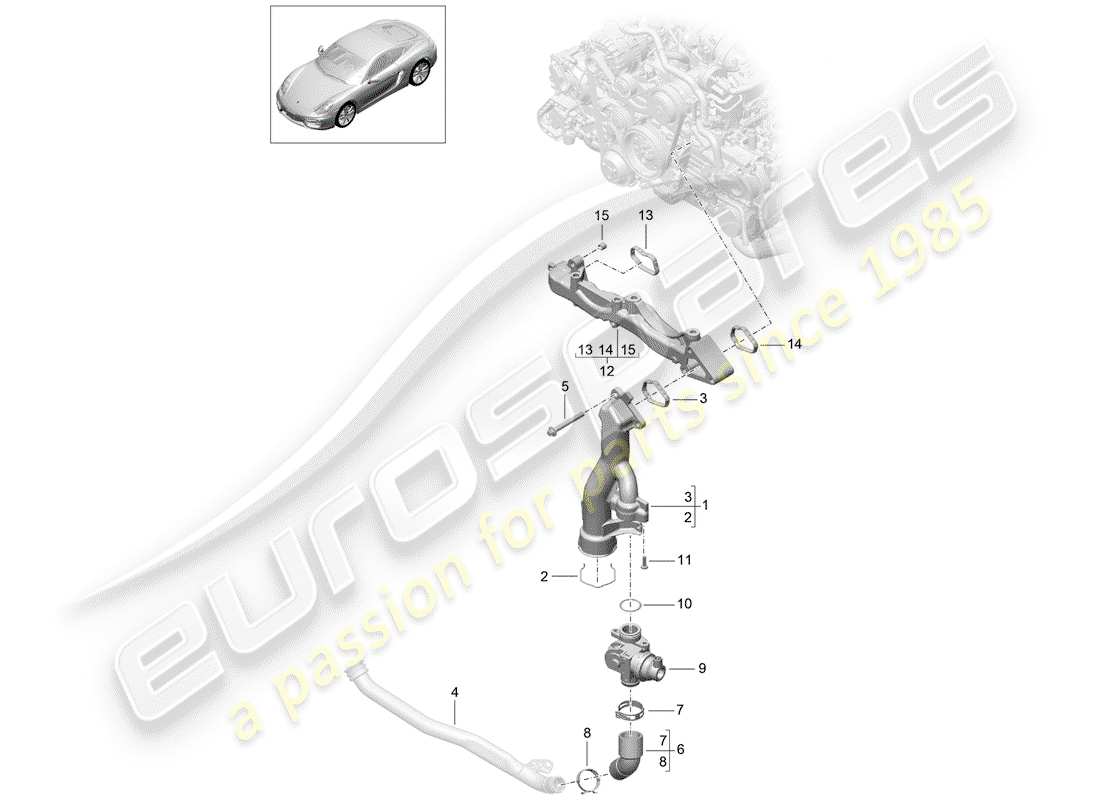 porsche 2016 (981 cayman) diagrama de piezas del sub-marco