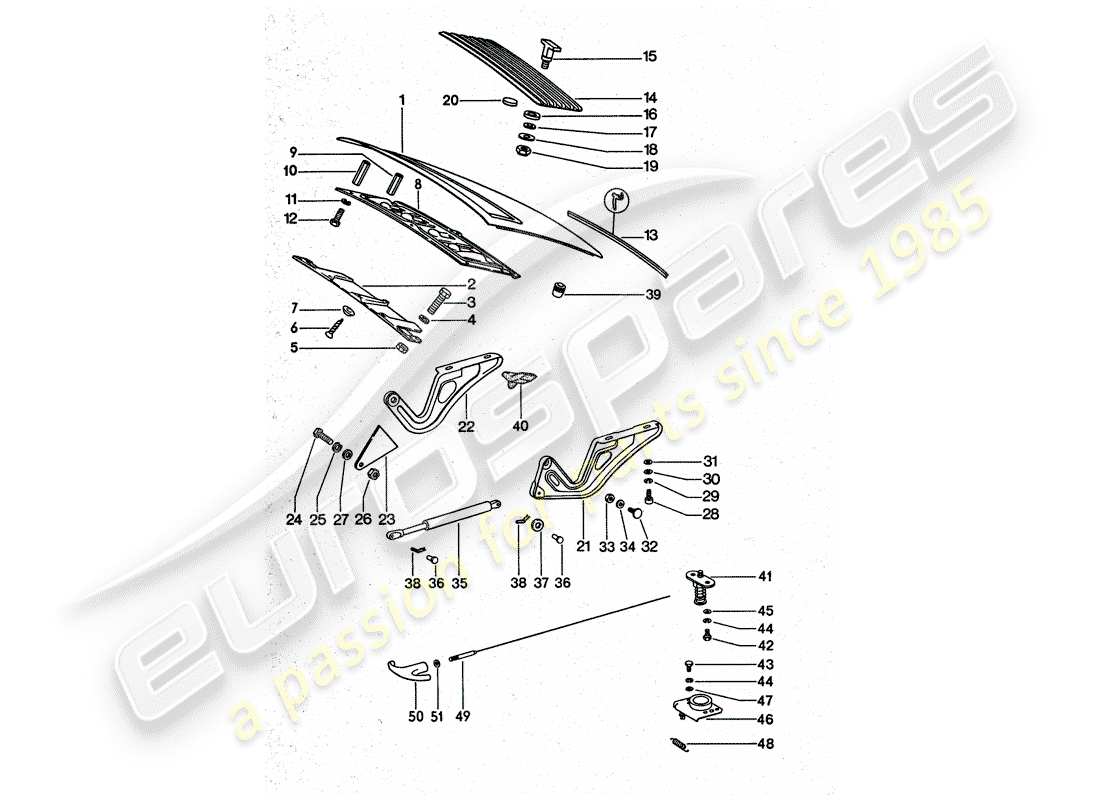 porsche 1976 (911 turbo) cubrir diagrama de piezas