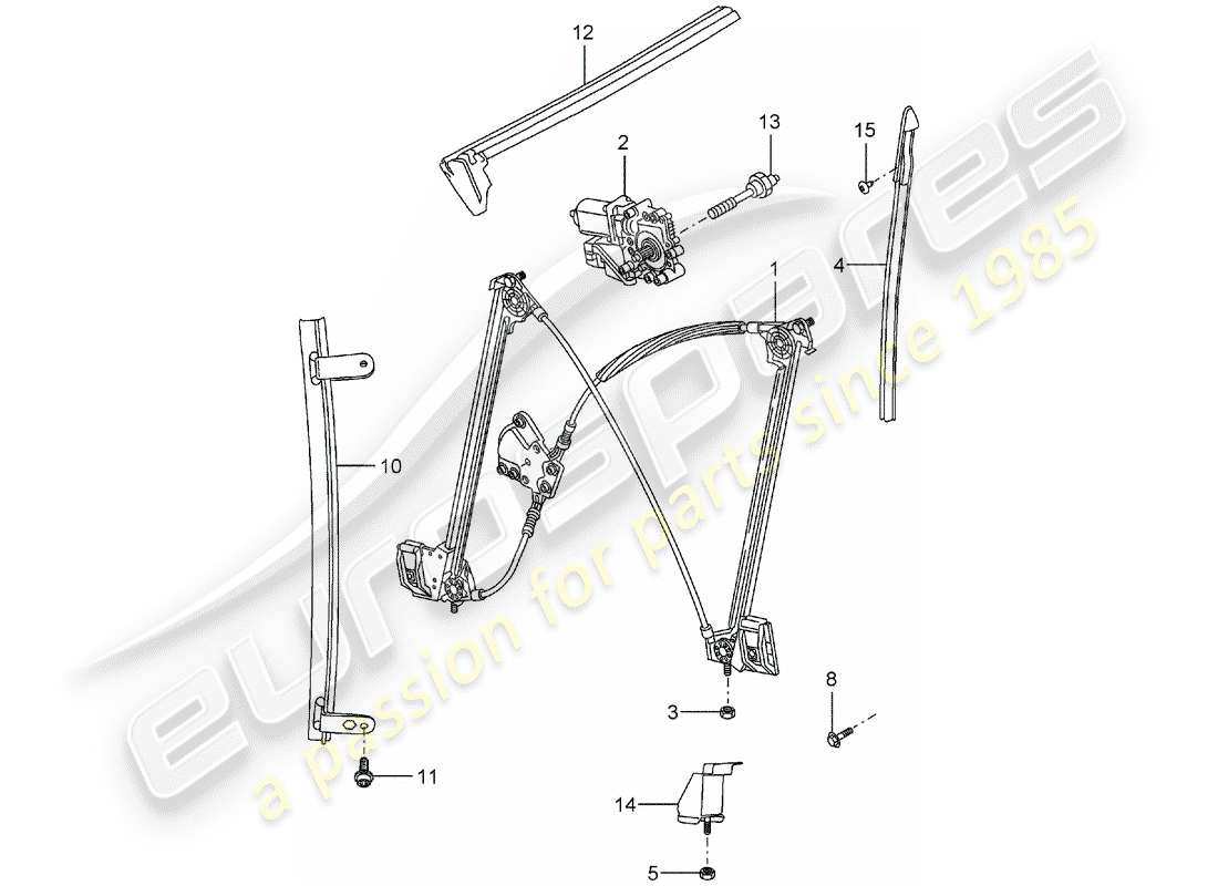 porsche 2004 (carrera gt) diagrama de pieza del regulador de ventana
