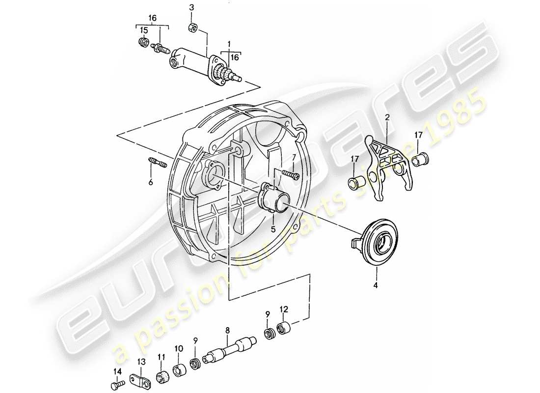 porsche 1997 (993) liberación del embrague diagrama de piezas