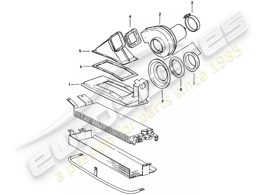 porsche 1981 (911) diagrama de piezas del ventilador