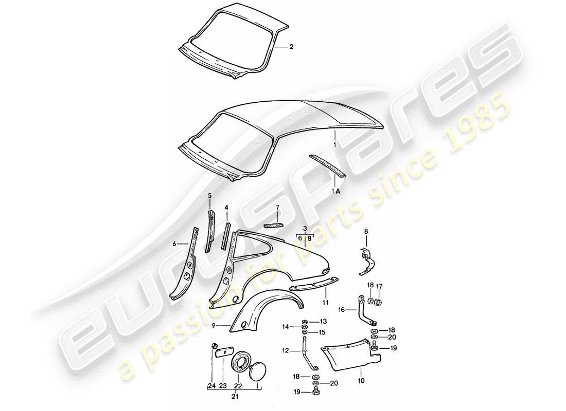 porsche 1981 (911) paneles exteriores - a medida uso material de taller diagrama de piezas