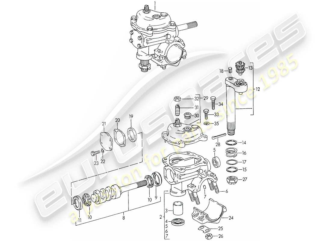 porsche 1954 (356/356a) engranaje de dirección - f 101 693 >> - f 61 893 >> - f 83 792 >> diagrama de piezas