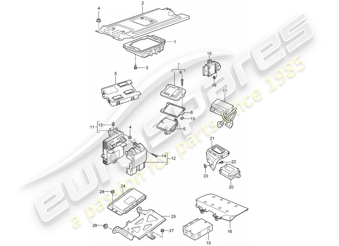 porsche 2007 (997-1 gt3) unidades de control diagrama de piezas