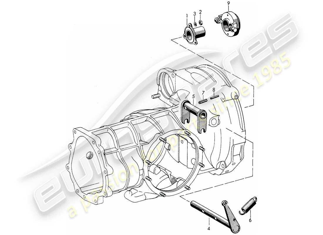 porsche 1963 (356b/356c) liberación del embrague diagrama de piezas