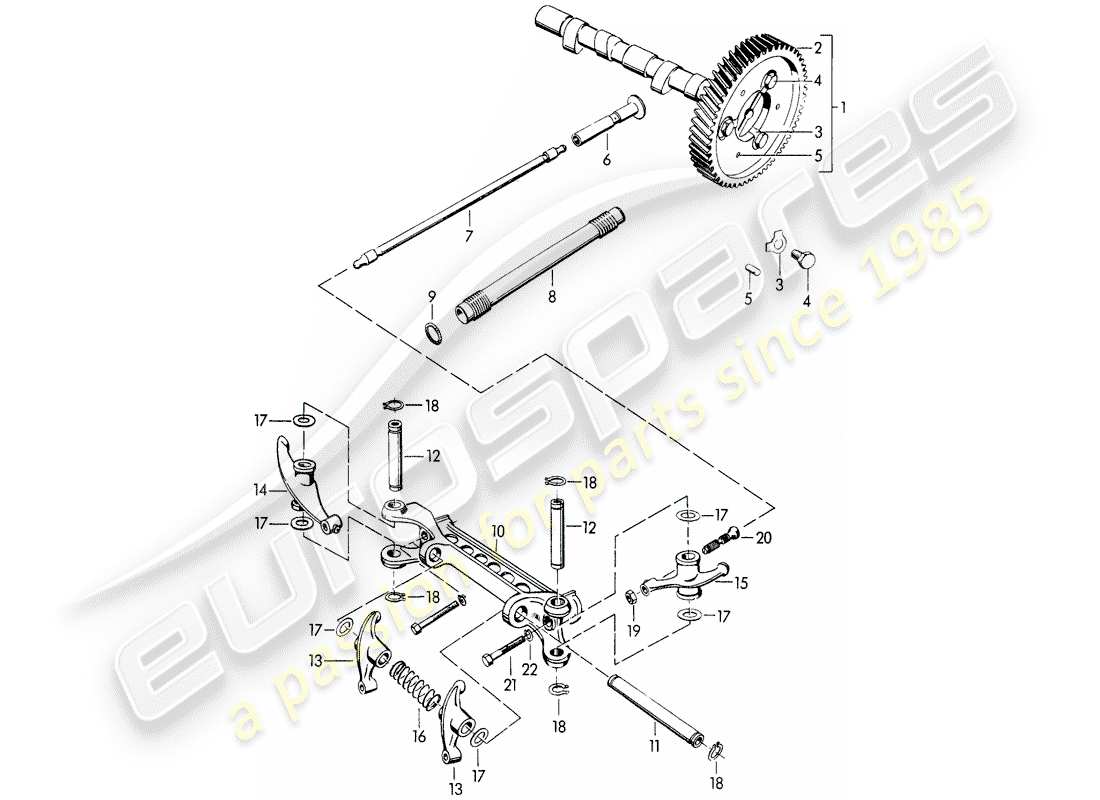 porsche 1963 (356b/356c) árbol de levas diagrama de piezas