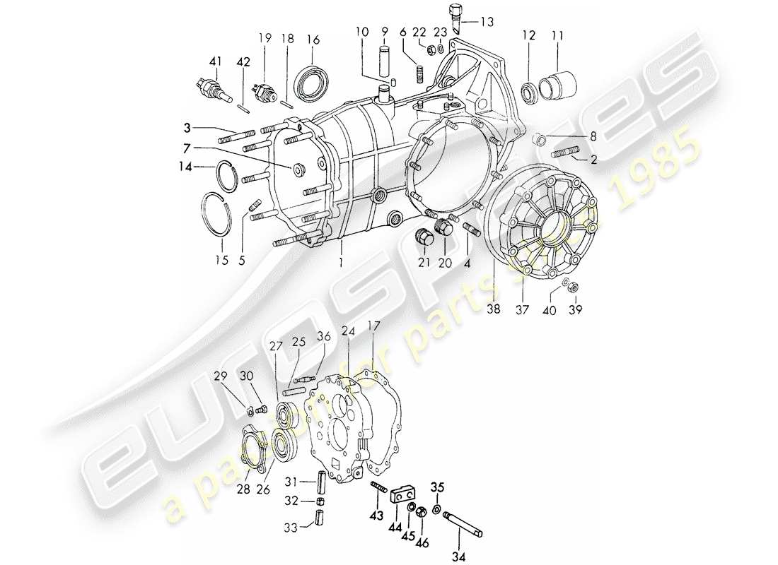 porsche 1973 (911) caja de transmisión - sportomatic - tipo 905/21 - d - mj 1972>> diagrama de piezas