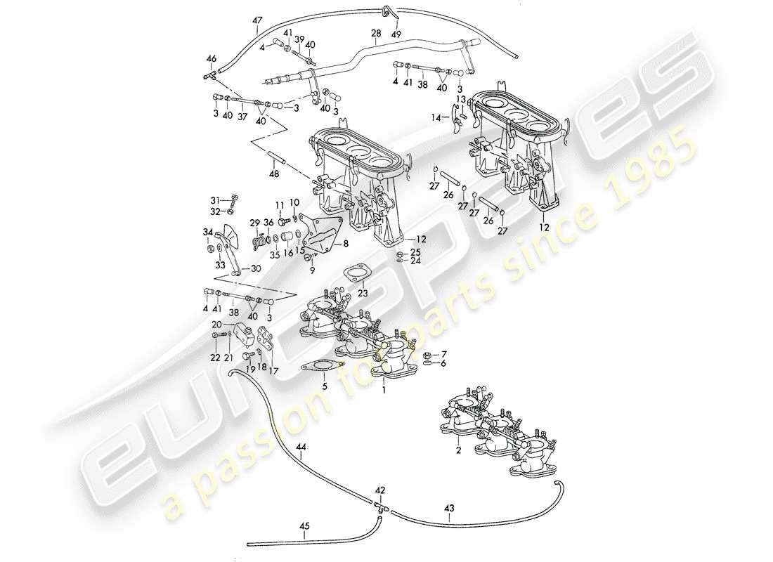 porsche 1973 (911) sistema de inyección - cuerpo del mariposa - d - mj 1972>> diagrama de piezas