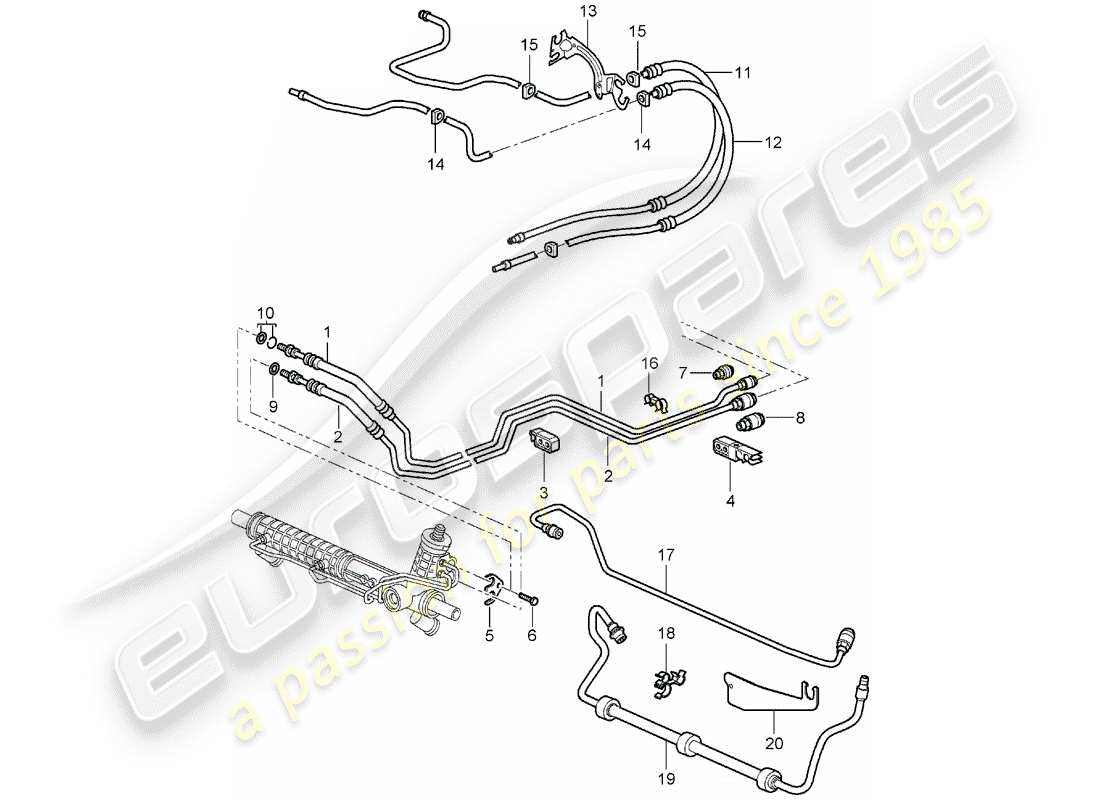 porsche 2007 (987 boxster) dirección asistida diagrama de piezas