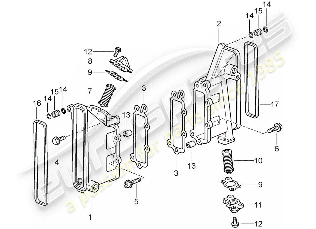 porsche 2007 (997-1 turbo / gt2) caja de cadena diagrama de piezas