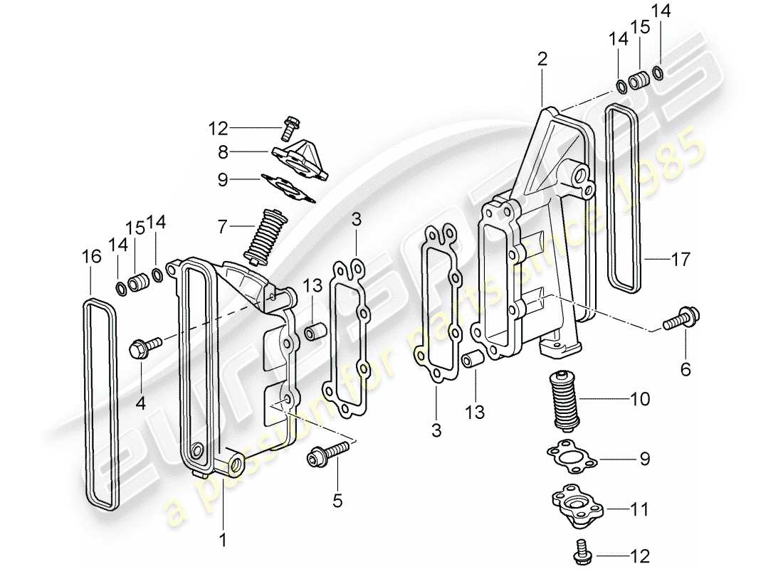 porsche 997 t/gt2 (2007) diagrama de piezas de la caja de cadena